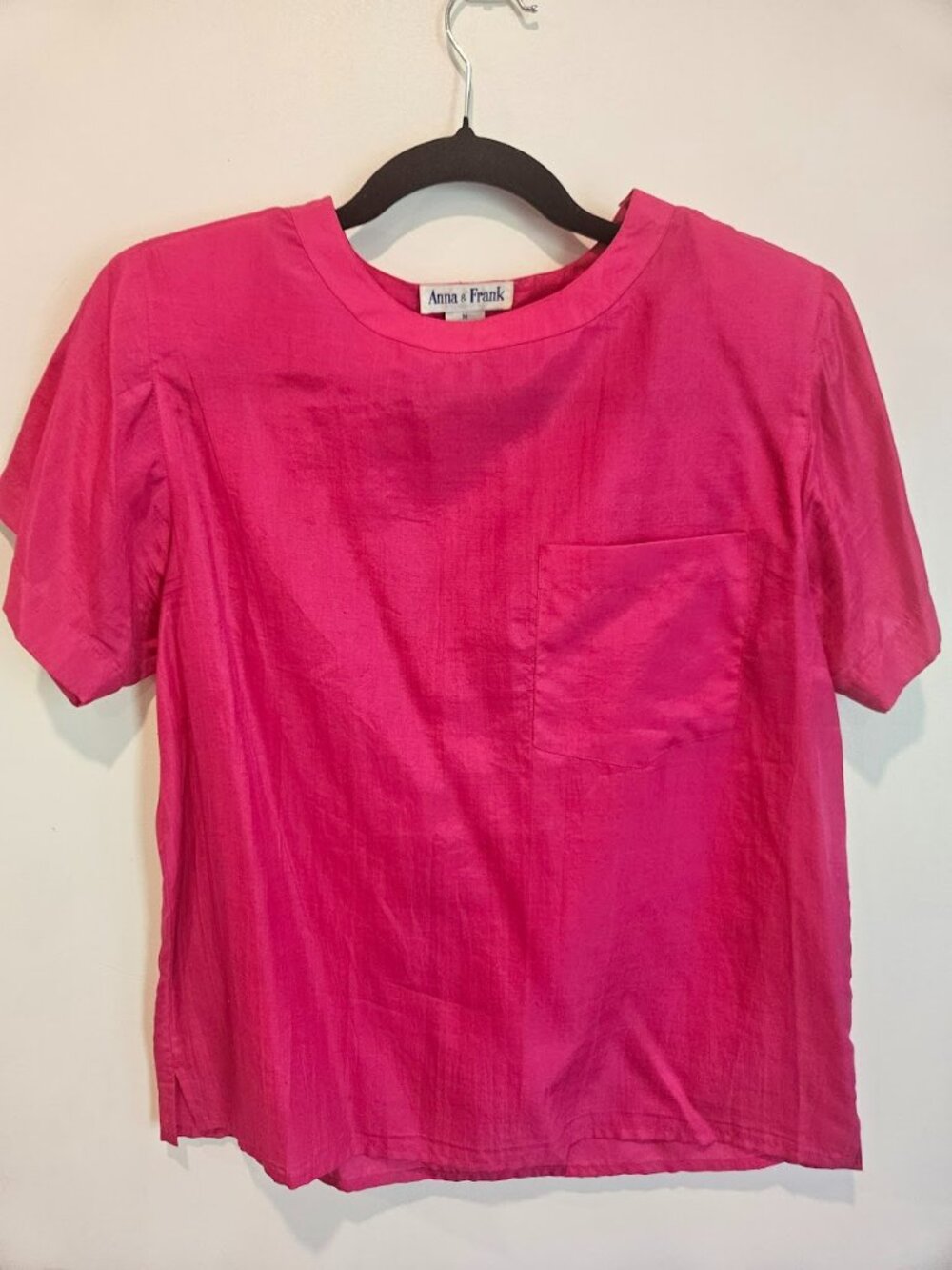 Vintage 100% Hot Pink Short Sleeve Blouse - Size M